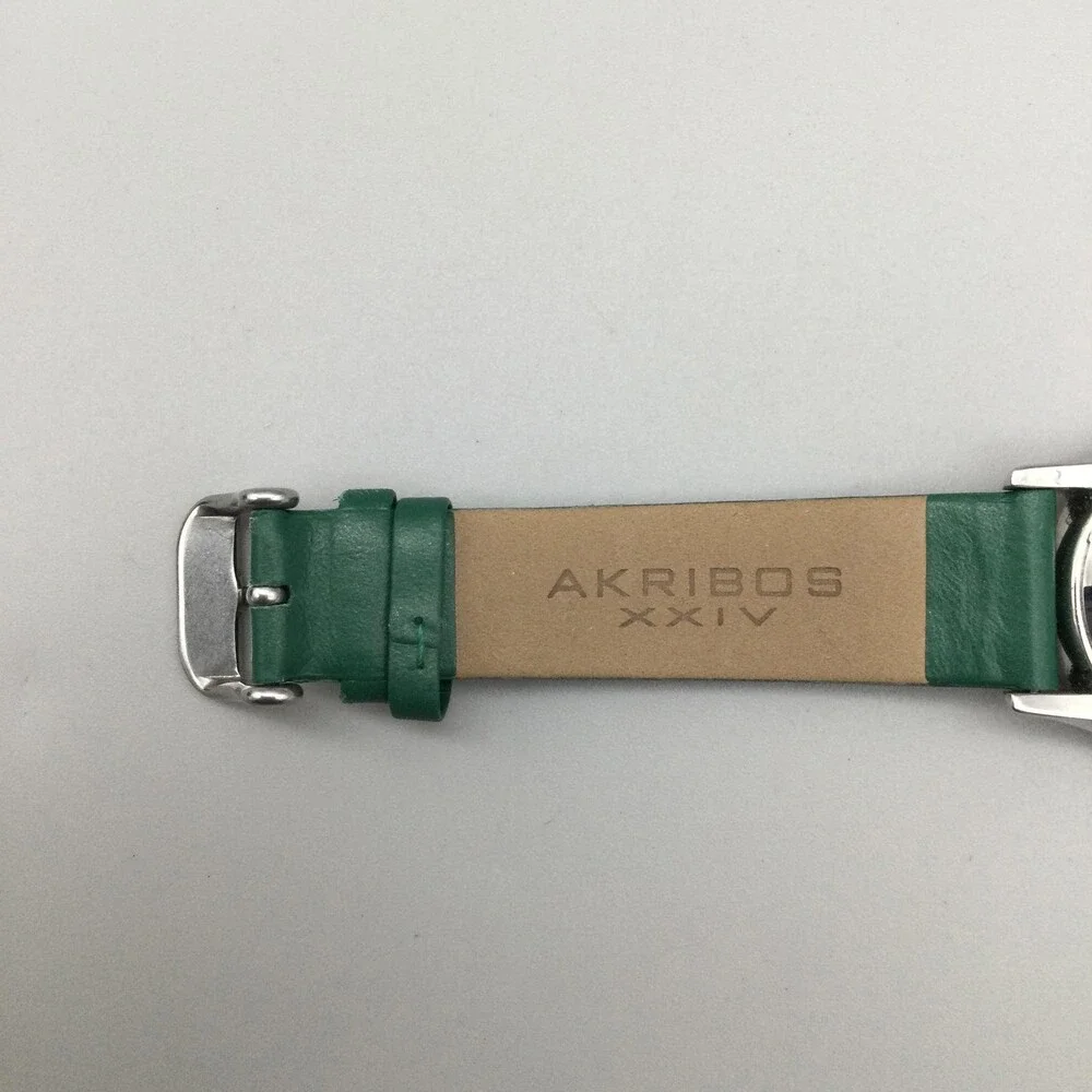 Akribos XXIV Womens Watch 34mm Green Diamond Dial Date Dress New Battery